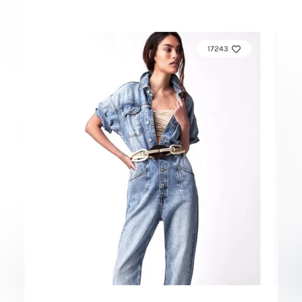 Free People Marci Demin Blue Jumpsuit-NWT
